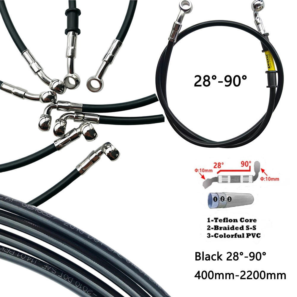 Black 28°-90° Degree Hydraulic - Motorcycle Brake Cable recension och pris